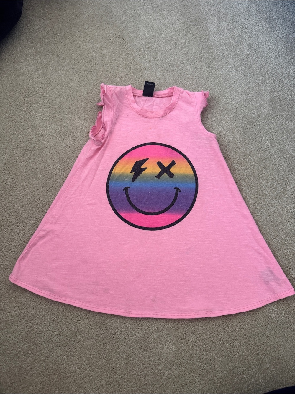 PixieLane Pink Rainbow Smiley Tank Dress